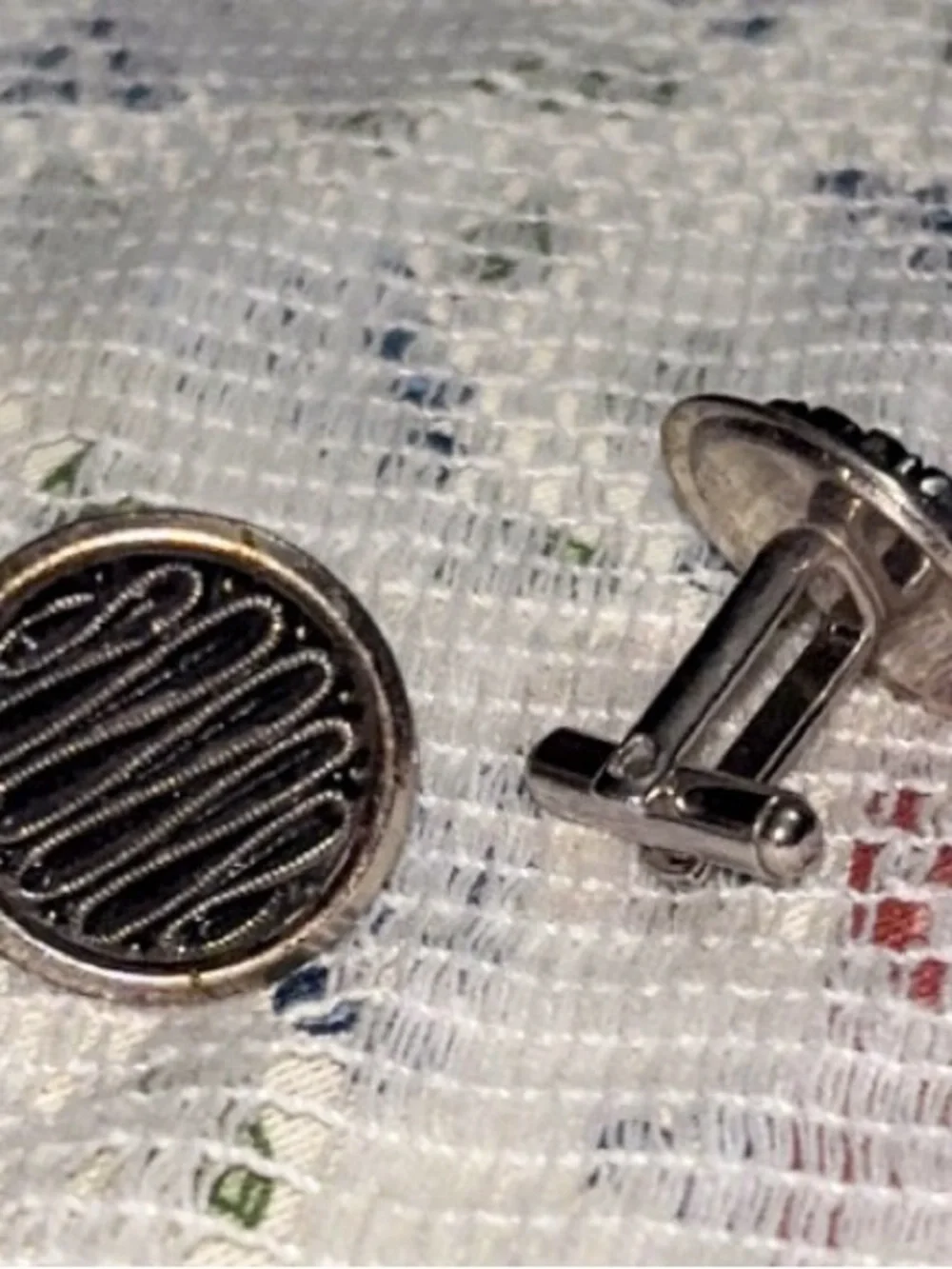 Two pairs of Vintage Mid-century Men’s Silver Tone Cufflinks